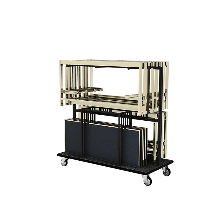 Restaurant metal transport folding buffet station trolley with wheel