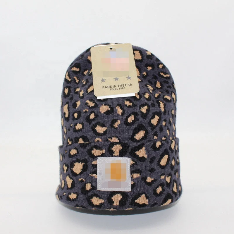 New Fashion Knit Leopard Printed Hats Wool Soft Quality Designer Name Brand Hats Knitting Warm Beanie Hats for Men and Women