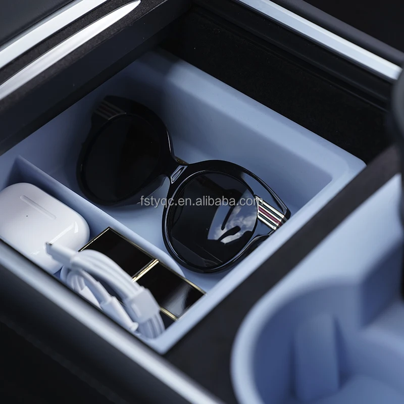 Center Console Armrest Storage Box PMMA and Silicone Central Control Organizer Container Car Accessories For Model 3/Y