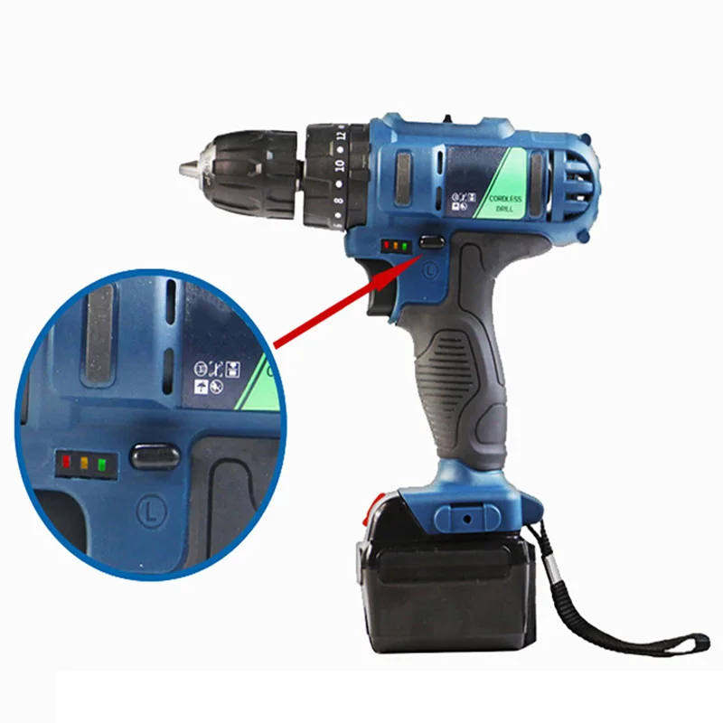 Household Combination 21V Cordless Power Lithium Battery Charger Mini Impact Cordless Driver Drill