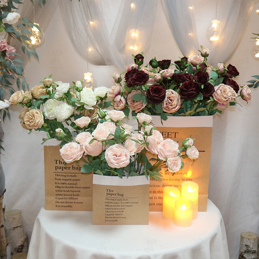 High Quality Simulation Camellia Home Wedding Decoration Silk Flower Bouquet Floral artificial flowers