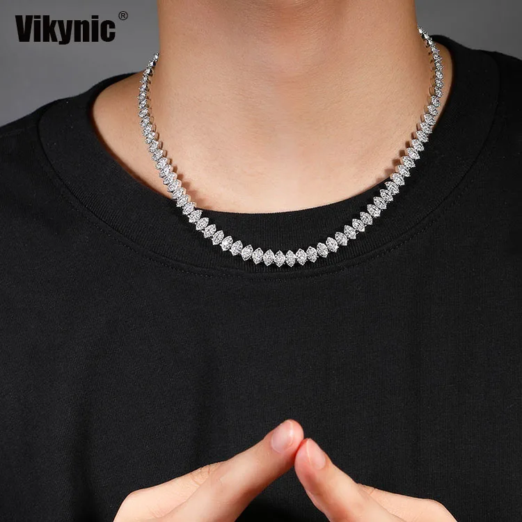 2021 New  Hip Hop CZ Iced Out Copper Inlaid Zircon Horse Eye Necklace full diamond Cuban Link Chain