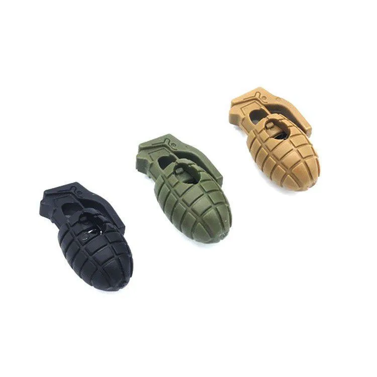 Wholesale Backpack Garment Accessories Plastic Grenade Shape Paracord Cord Lock Toggle Stopper