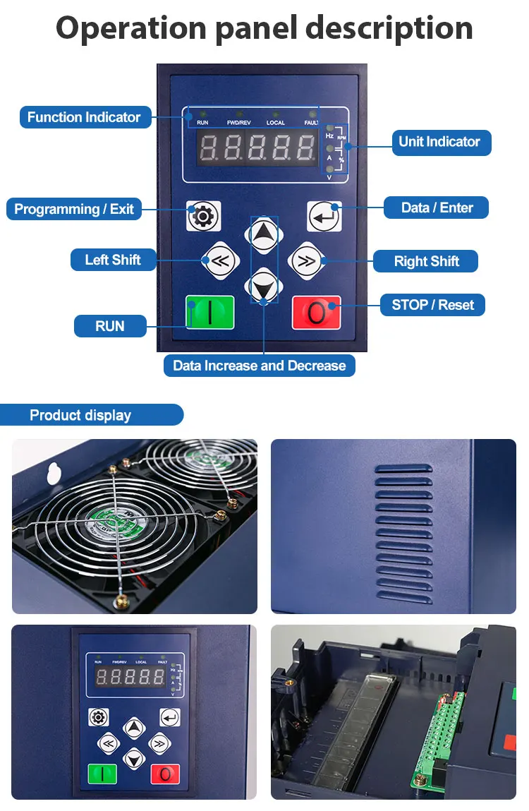 0.75kw 380V Pure Sine Wave Off Grid Dc To Ac Hybrid Solar Power Pump Inverter Without Battery