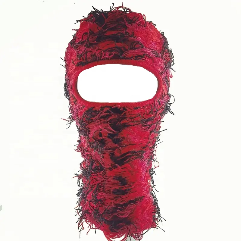 New Full Face Cover One Hole Storm Distressed Balaclava Designer Knit Hat Grassy Beanie Winter Ski Mask