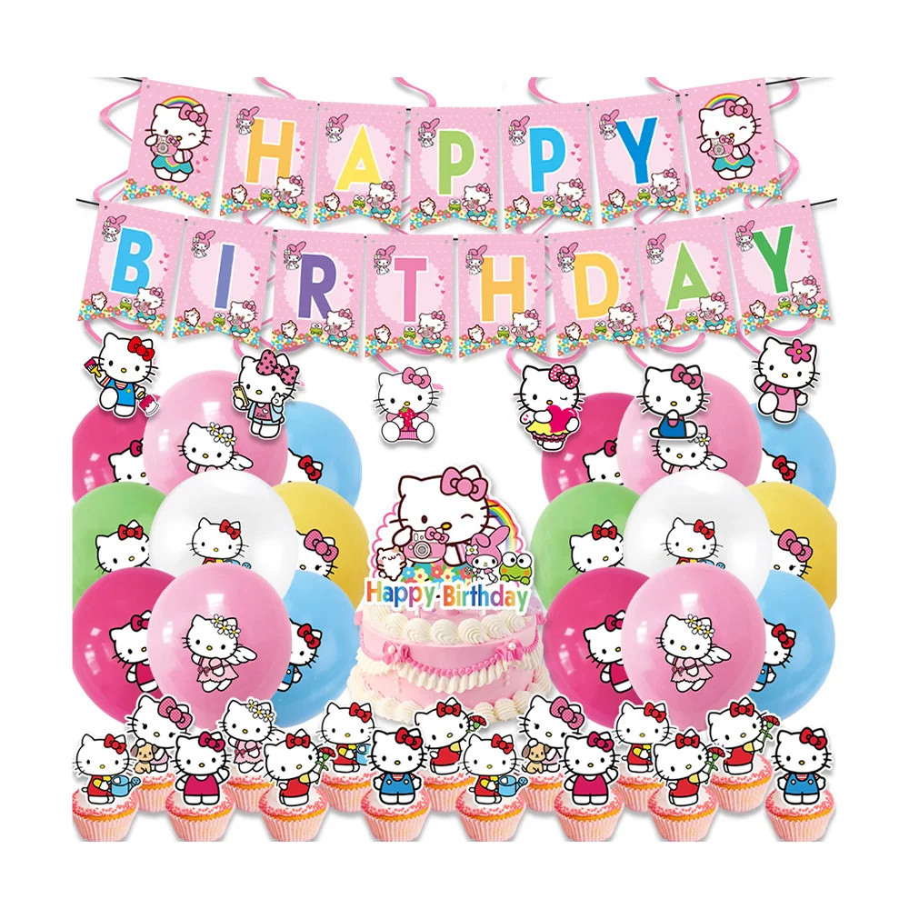 Hello Kitty Party Paper Tableware Decoration Birthday Party Paper Cups Customized Service