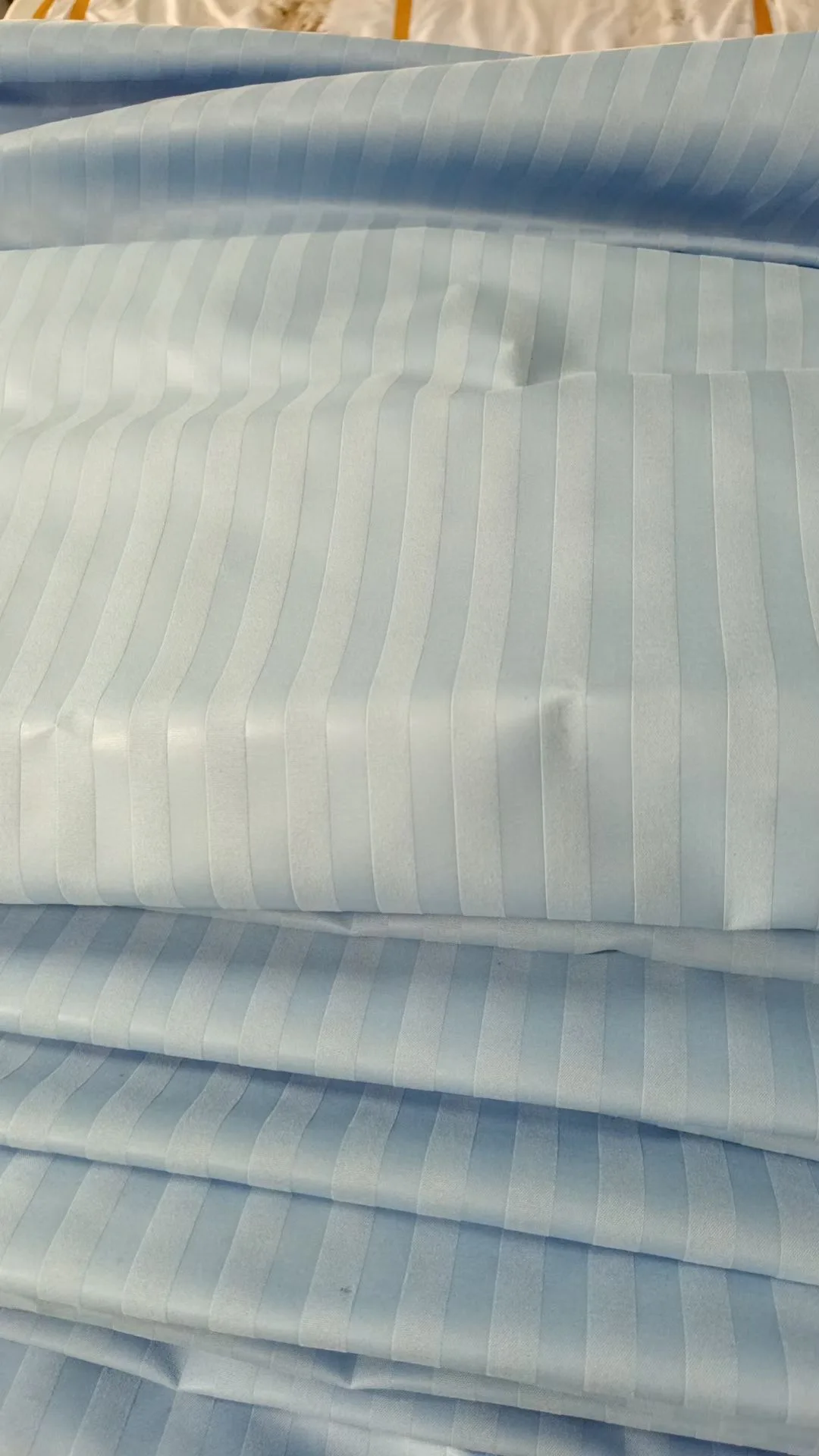 2024 toyobo fabric 100% polyester brushed pd embossed white color with stripe 90GSM hotel bed sheet fabric