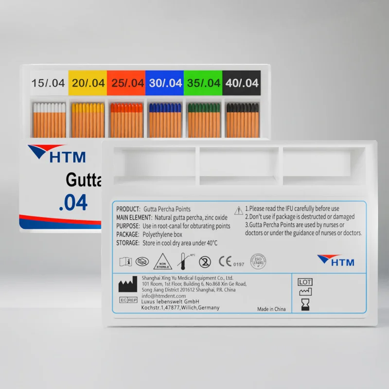 HTM Dental Consumables Materials Factory 04 15-40 Taper GP High Precision Gutta Points Achieving Apical Fit Without Trial