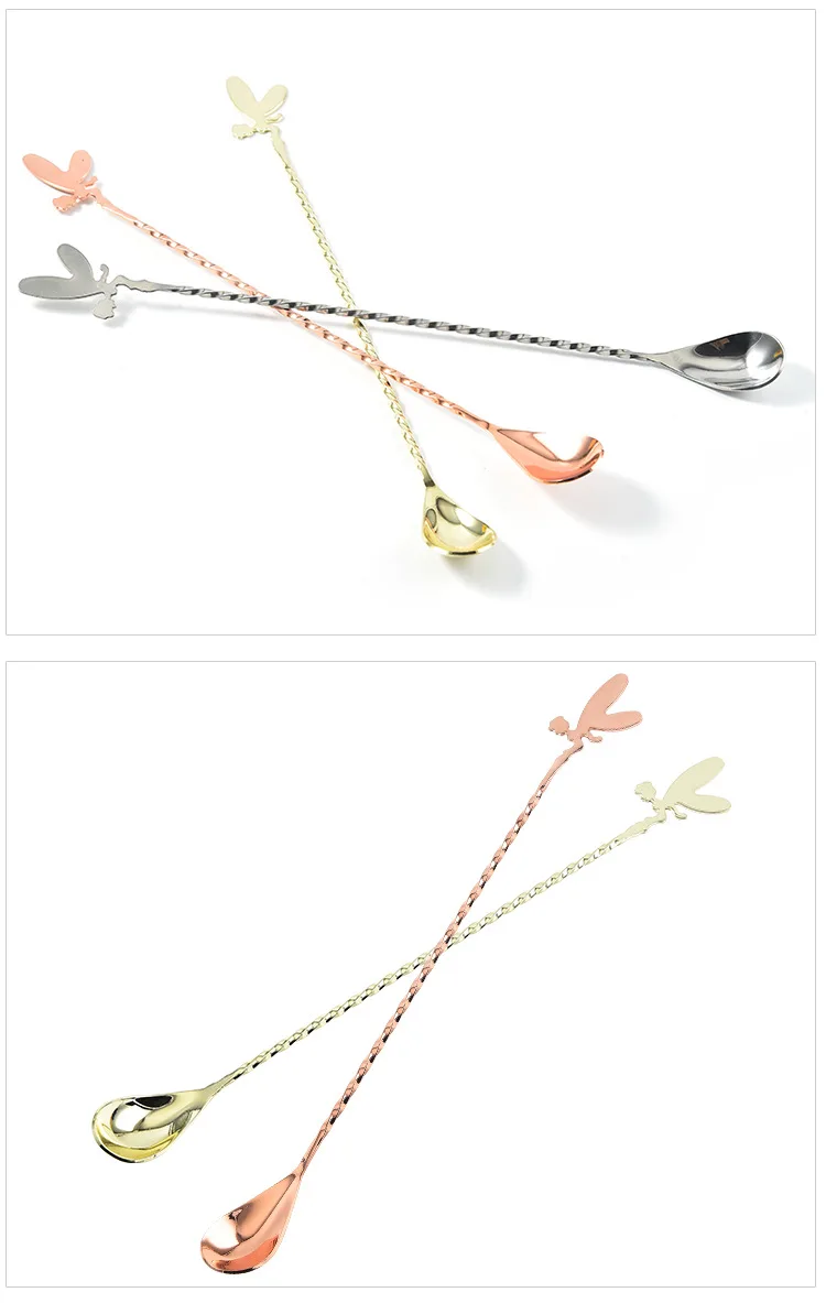 Hot Selling Stainless Steel  Beverage Stirrer Spoons with 2 Long Handle and 4 Short Handle for Home Kitchen Office