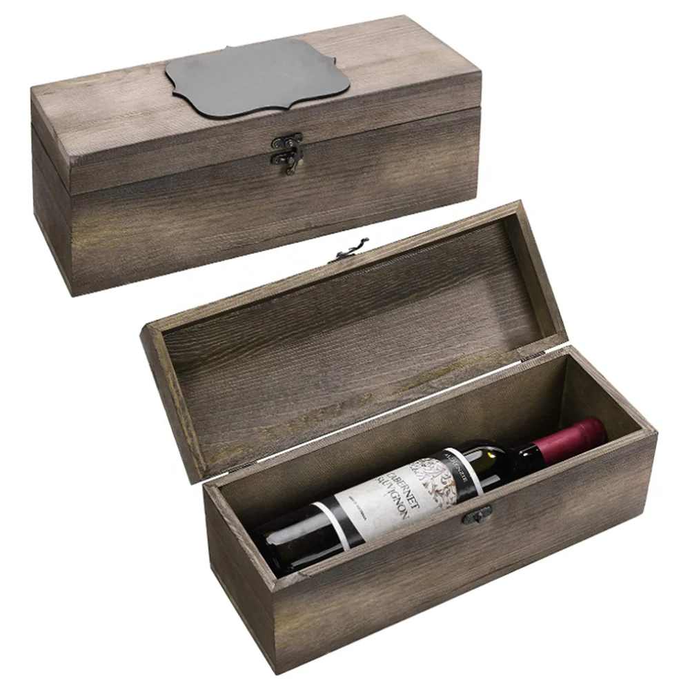 Высококачественные антикварные и интересные серые прямоугольные деревянные винные коробки для подарков
