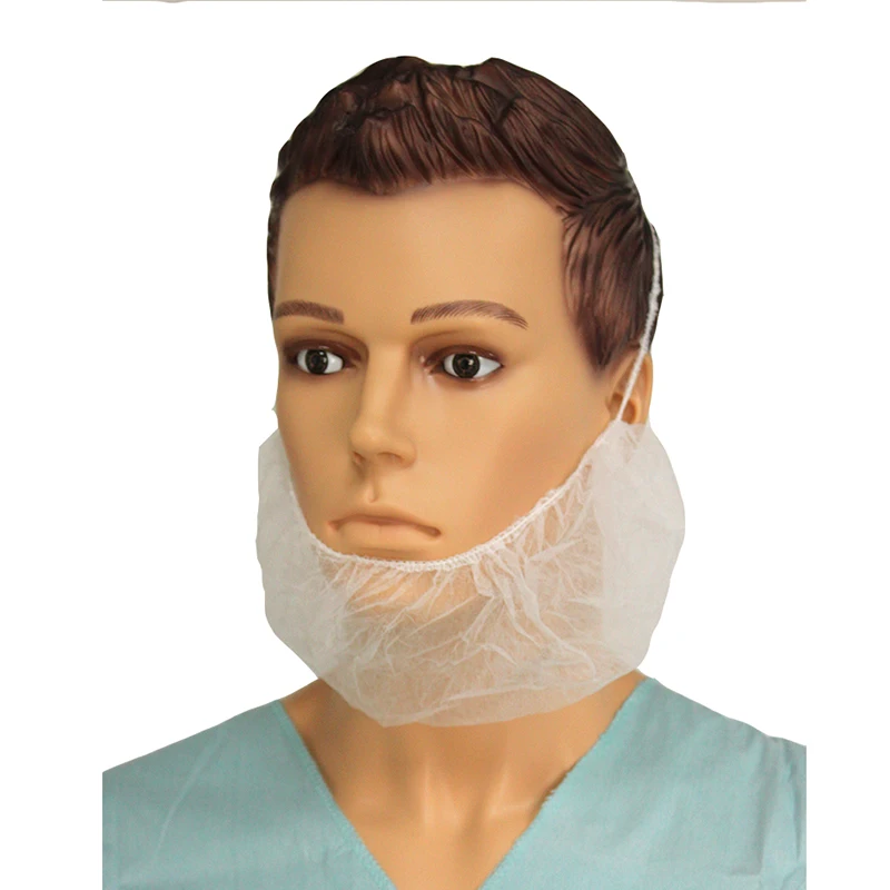 Disposable PP Nonwoven Beard Cover White Color 9*18' 10gsm Single Loop Logo Customized Beard Covers