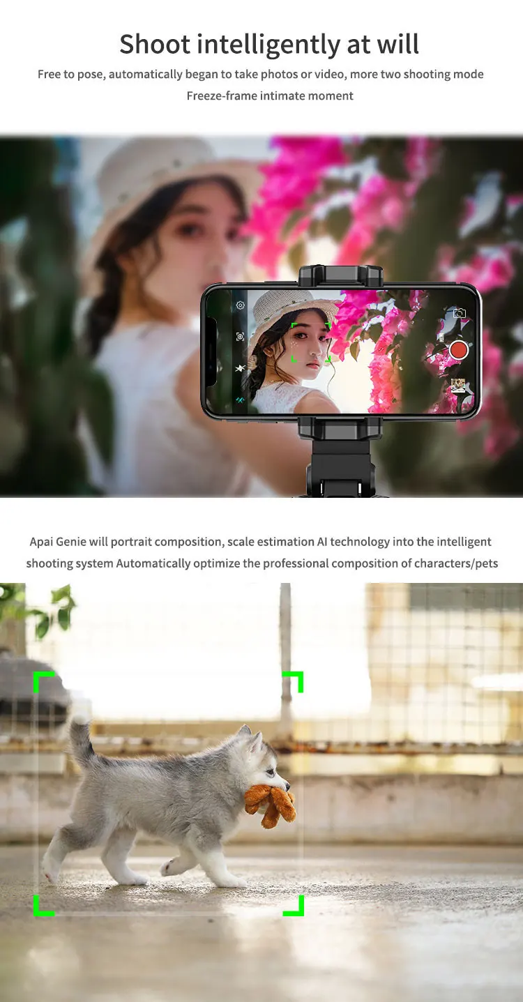 TikTok Hot sell 360 Rotation Auto Tracking Holder Smart Following Face and Object shootings Phone gimbal stabilizer