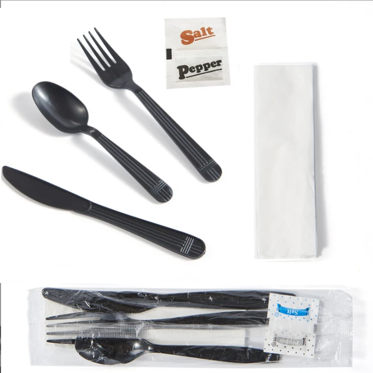 Factory Sale Extended Length 110mm Plastic PP plastic Disposable holiday restaurant black white dinnerware sets modern