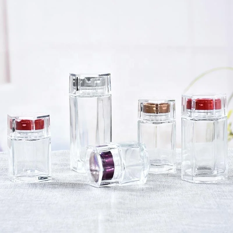 Glass hexagon storage container 80ml 120ml 150ml 180ml 300ml 360ml jam jar glass bottle hexagonal honey glass jar with lid