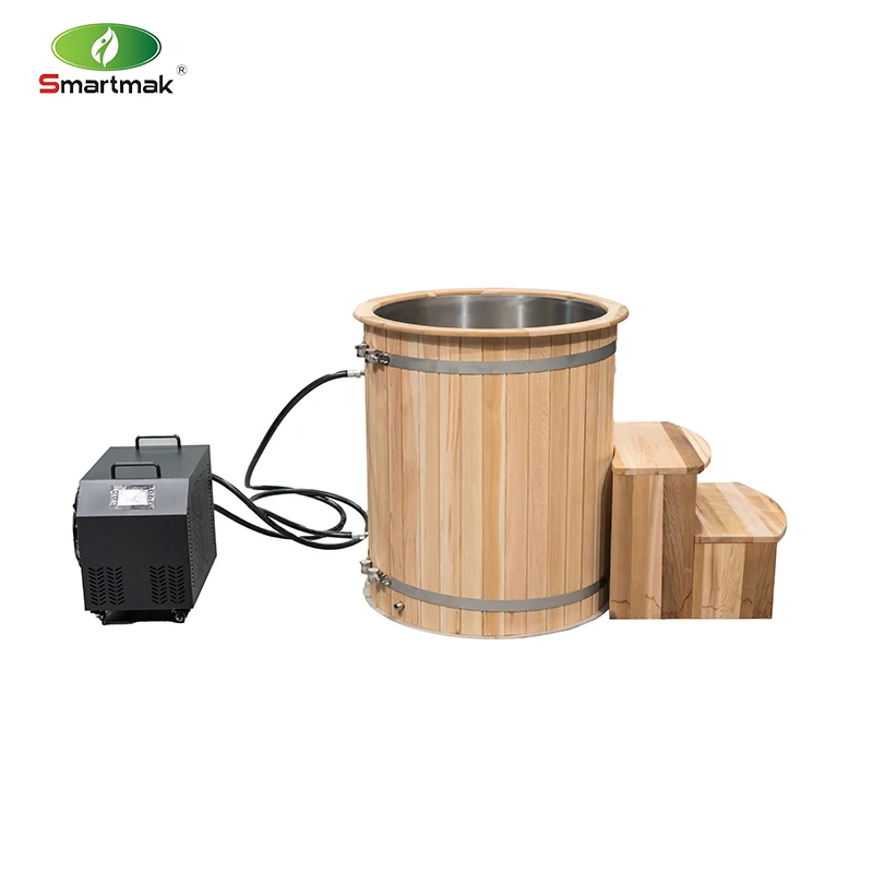 Smartmak Wooden Ice Bath Recovery Ice Pool Chiller Tub 2 Person Cold Plunge Tub with Water Chiller
