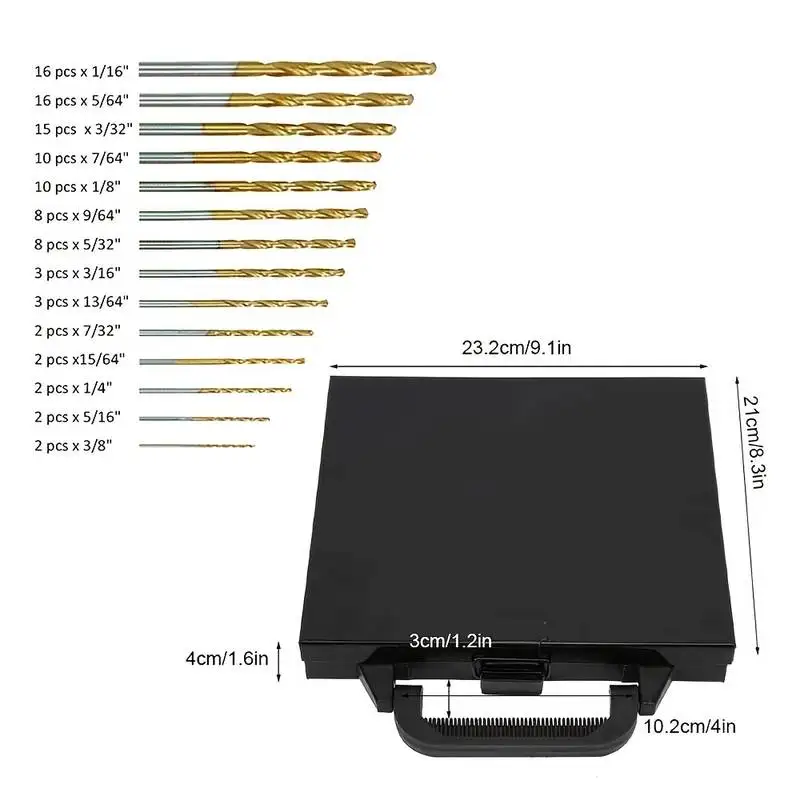 MeiKeLa 99pcs Drill Bit Titanium HSS Coated Drill 1.5mm-10mm Stainless Steel High Speed for Electrical Drill