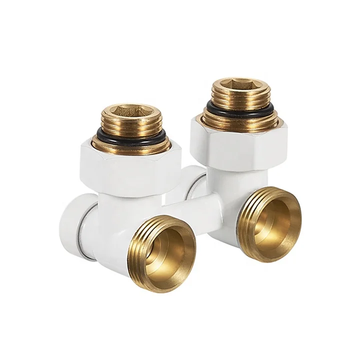 Brass Angled H Block Radiator Valves For Underfloor Heating Radiator For Thermostatic Head Fitted BJ36002- J