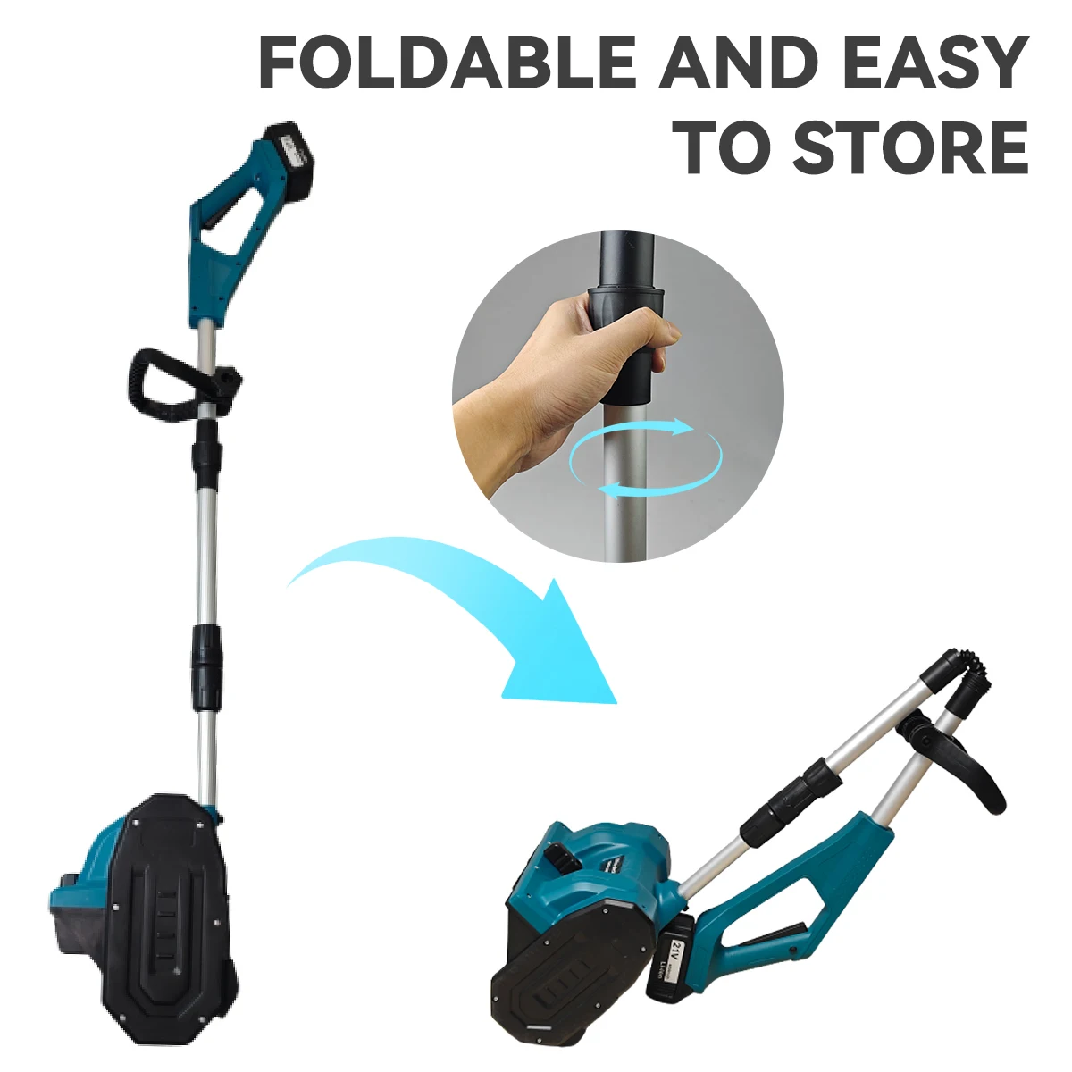20V Lithium-Ion Cordless Snow Blower Electric Snow Thrower with 2Ah Battery and 1 Hour Fast Charger