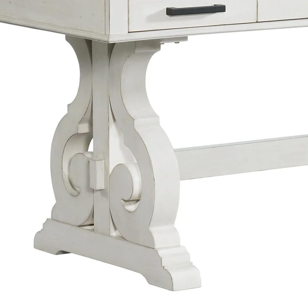 French Rustic White Furniture  Drake 60in Wooden Writing Office Desks Study Table