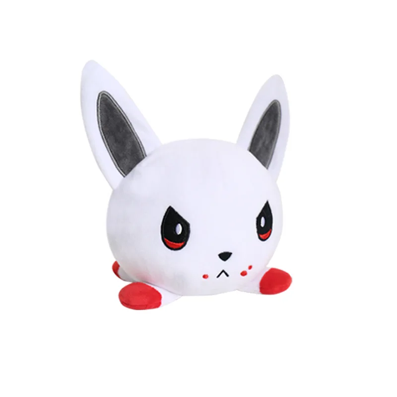 Wholesale Cute animal plush reversible flip dog rabbit panda happy sad double-sided plush toy