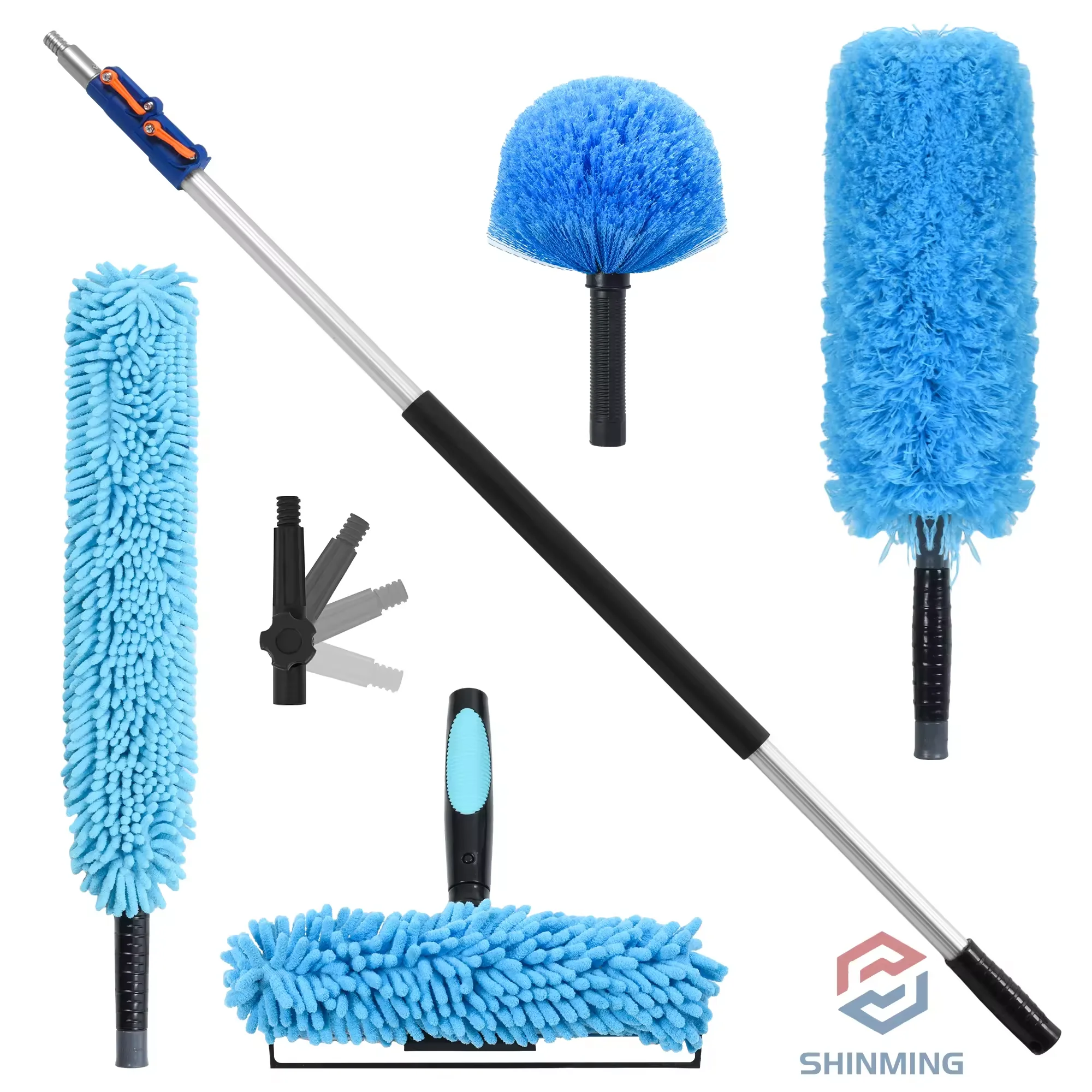 4 Meters 4 Stage Telescopic Aluminum Window Clean Tools Window Cleaning Equipment Duster Set