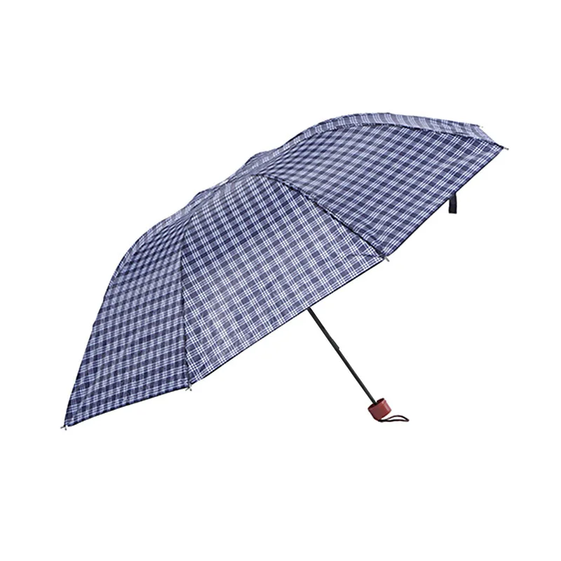 Cheap 3 Fold Checker Umbrellas For The Rain Promotional Custom Foldable Manual Rain Umbrella