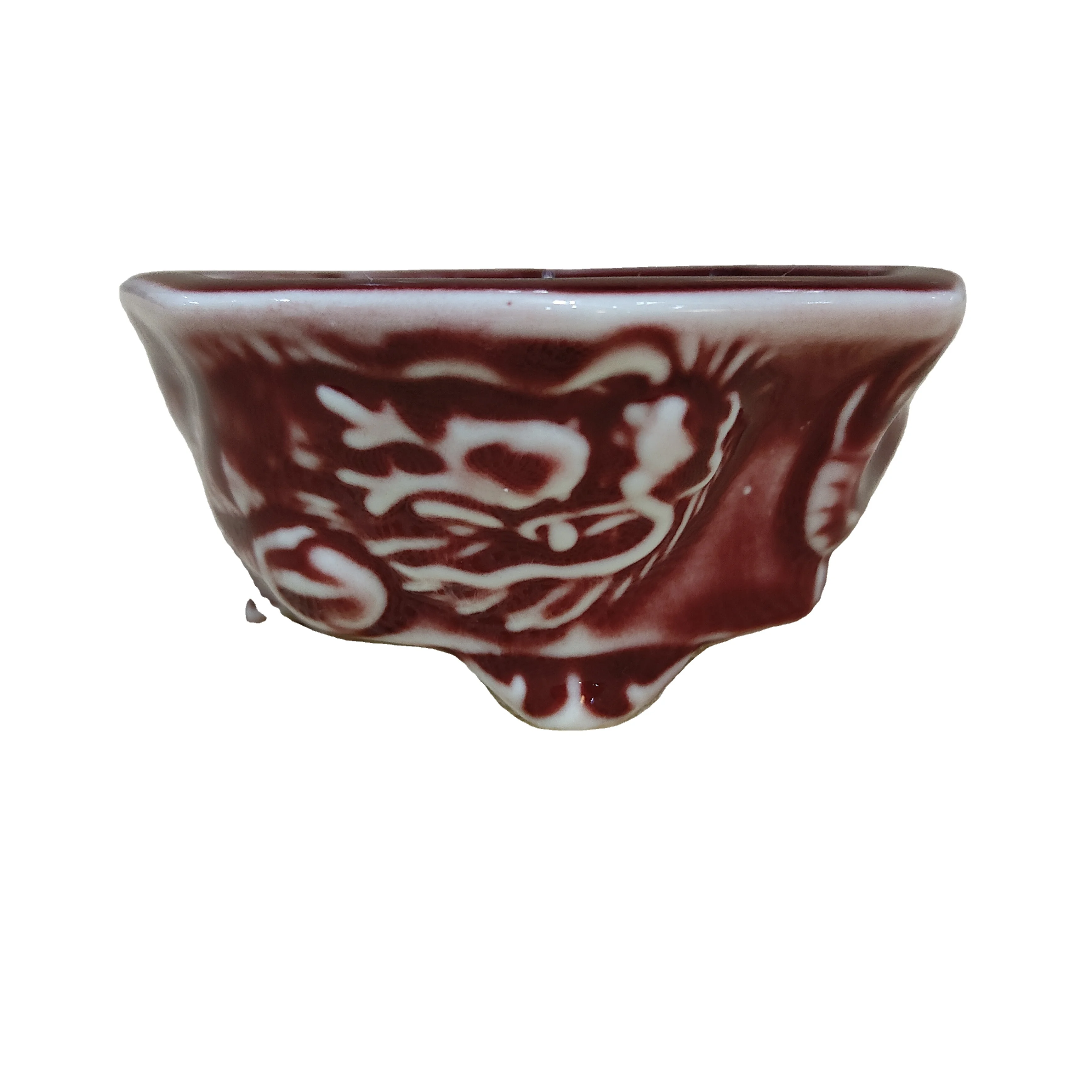 Горячая распродажа ручной работы Yixing bonsai резной горшок с рисунком дракона и восьмиугольной формы