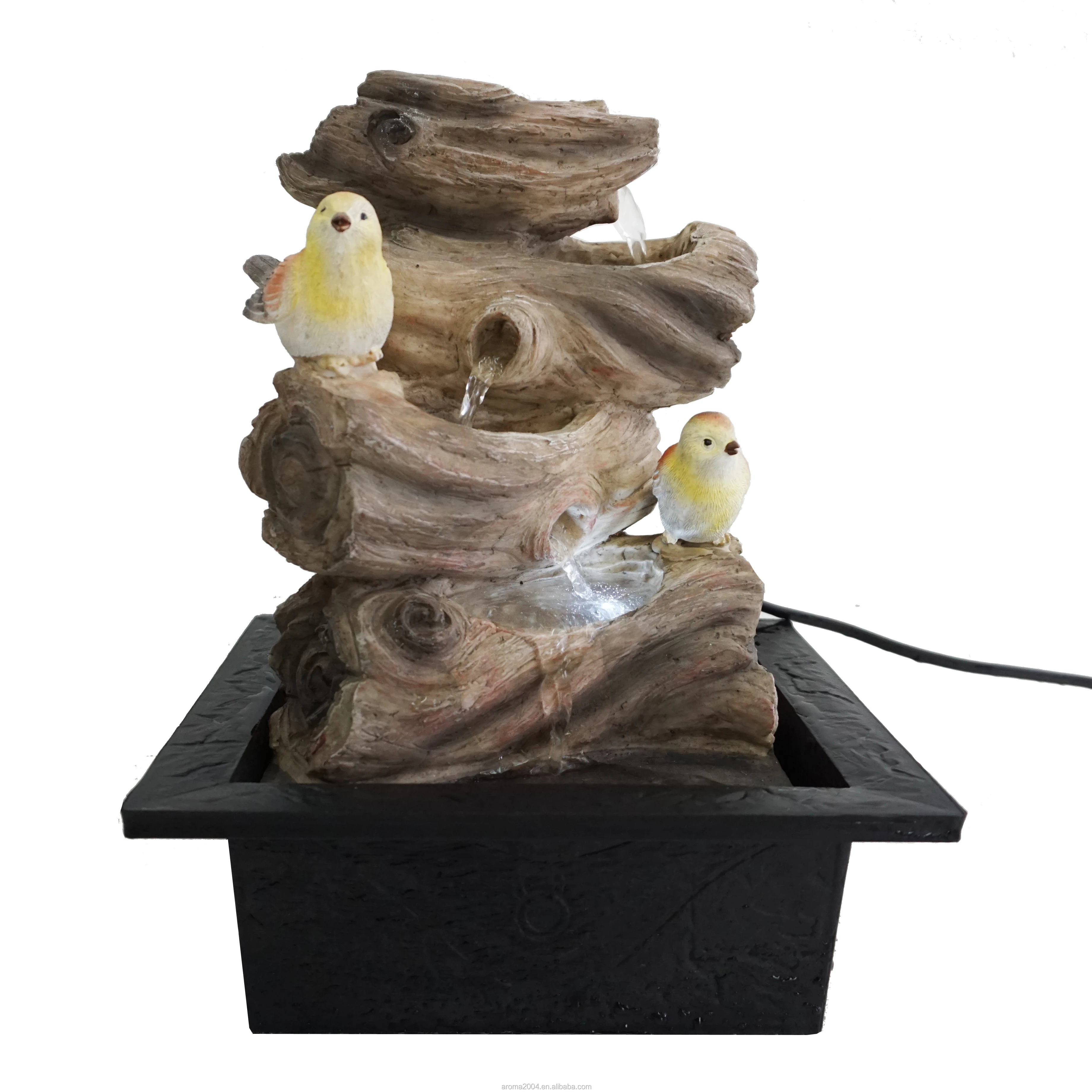 resin birds table top indoor water fountain waterfall feature
