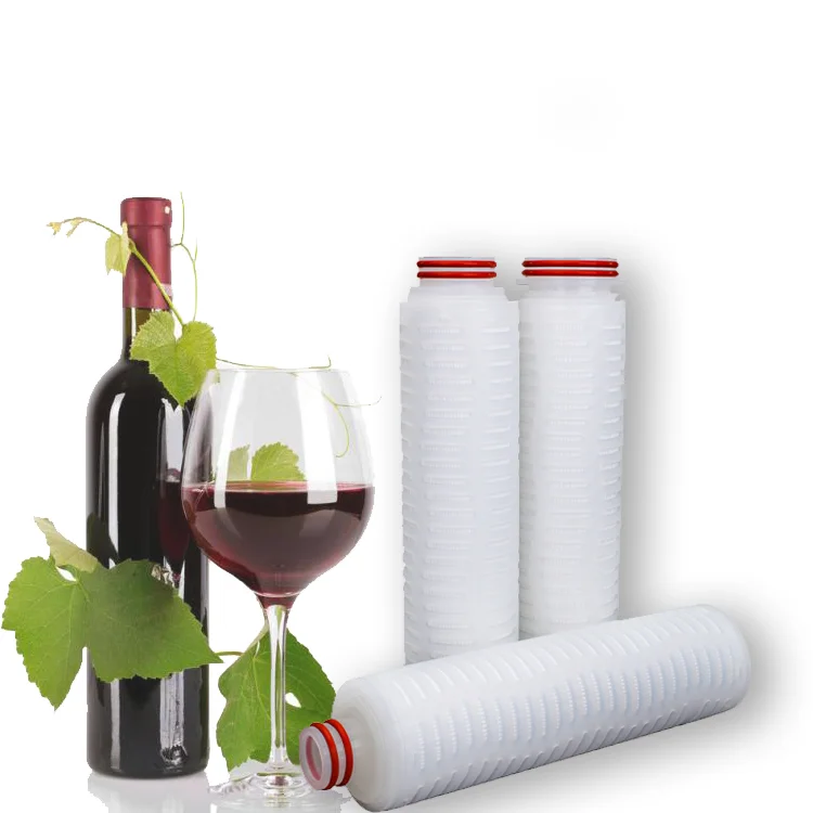 Food and Beverages filtration 0.45 um Hydrophilic Asymmetric PES membrane pleated cartridge filters for wine filtration