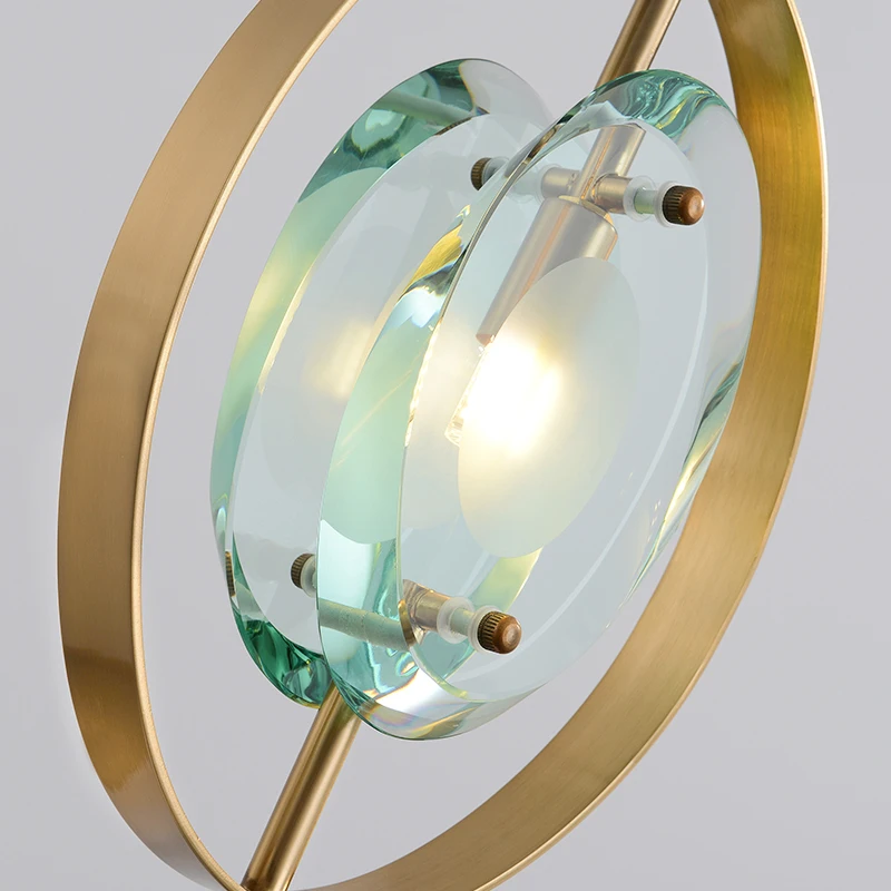 G9 led crystal blue glass minimalist restaurant pendant lamp Lustre home gold metal vintage led hanging light fixture bed lamp