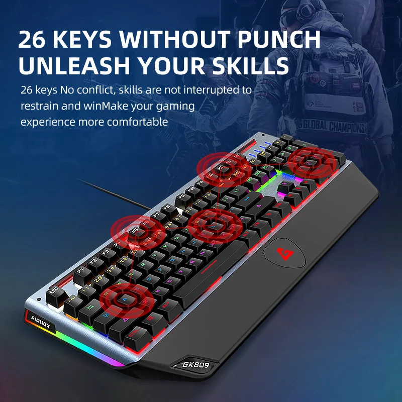 USB wired metal gaming keyboard Hot swap 104 keys teclado gamer are suitable for competitive games