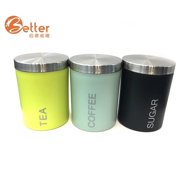 Promotional Cheap Plastic Kitchen Canister Sets Tea Tin Container Jar