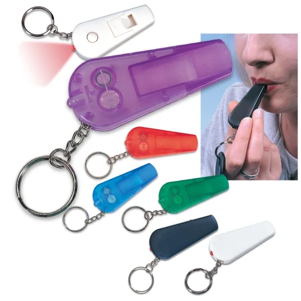Wholesale Promotion Gift Multifunction Whistle and Light Key Chains With Logo Printed advertising  Whistle Light and Keychains
