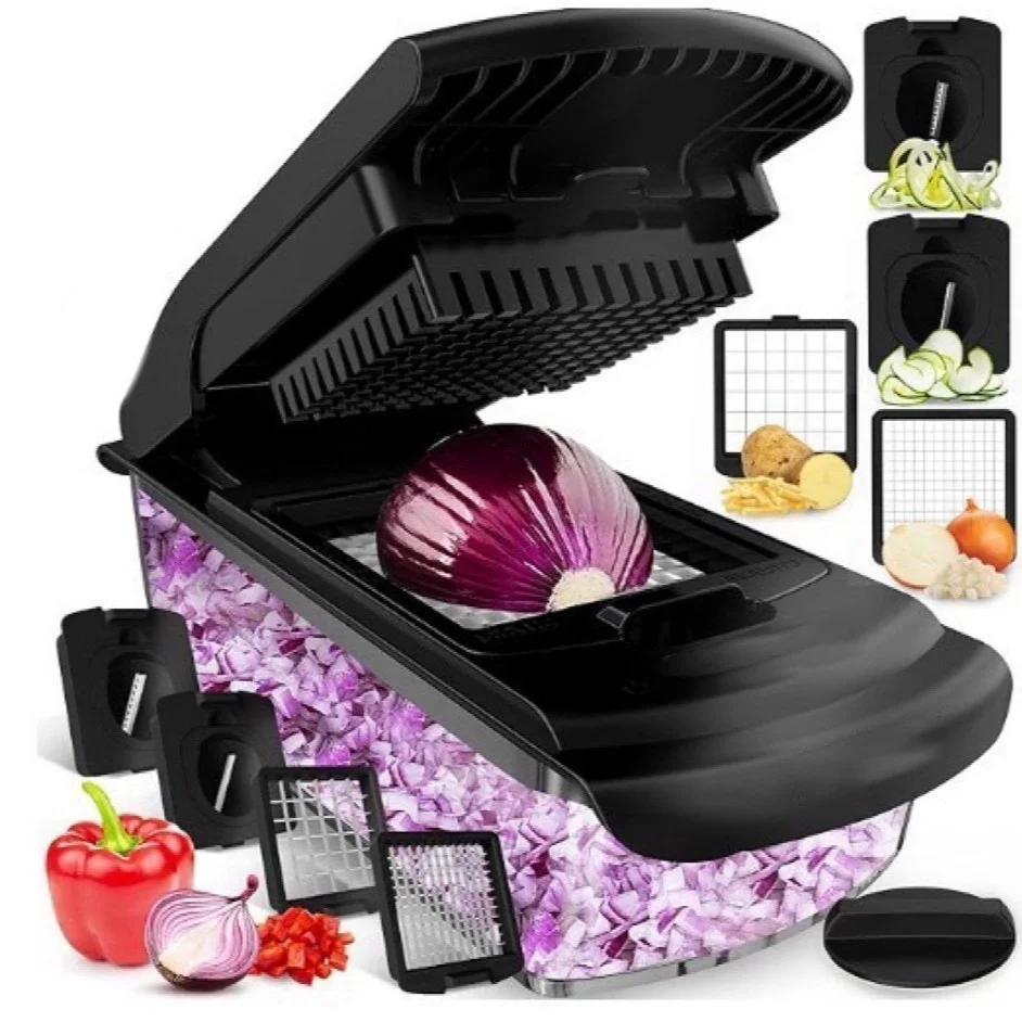 18-Piece Stainless Steel Rotary Grater and Shredder Multifunctional Manual Vegetable Cutter Set Household Plastic Garlic Tool