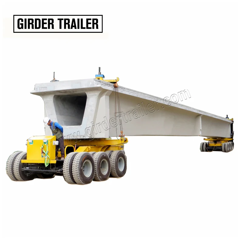 140tons precast concrete beam sections bridge transporting 3 axles front dolly+ 3 axles girder steering rear dolly trailer