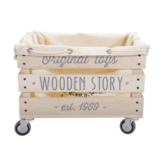 JUNJI Wooden Crates on Skates for Storage LP Record Storage Crate on Wheels Wooden Herb Nesting Boxes