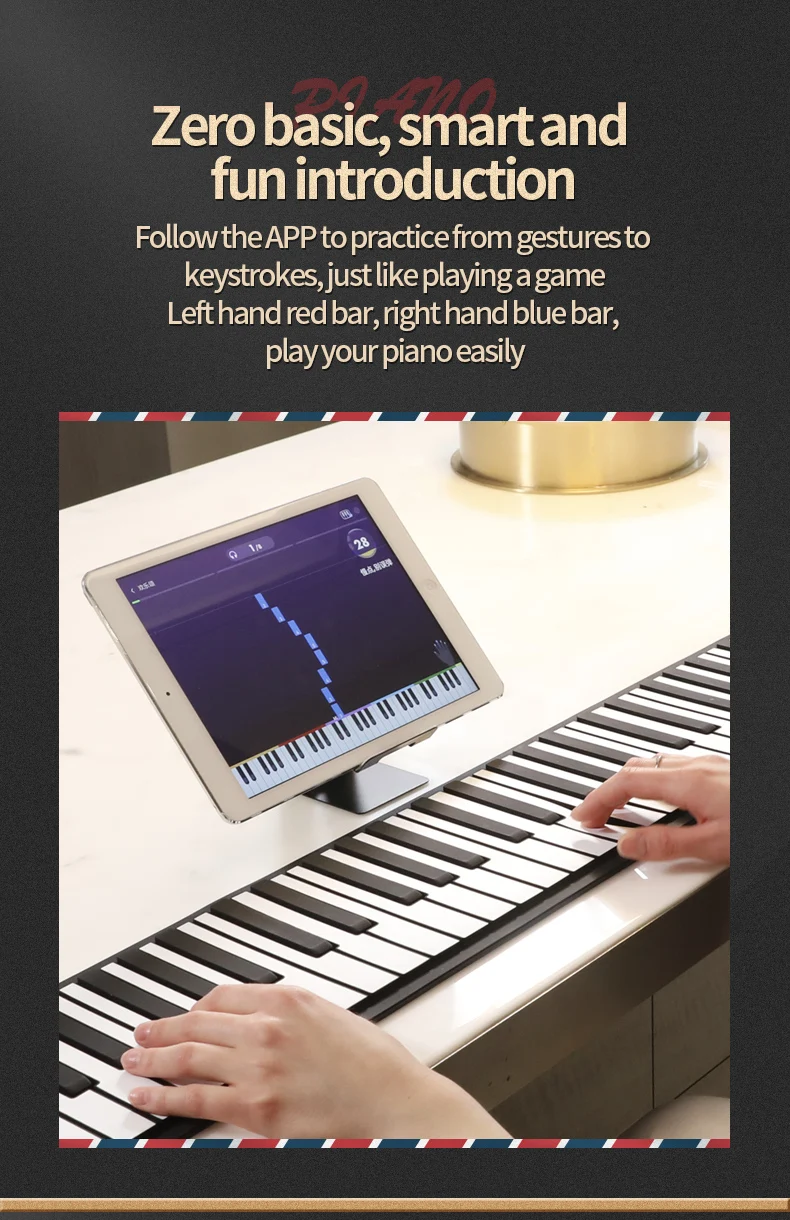  Hot Sale Mini Portable 88 Keys Folding Soft Electronic Organ Hand Roll up