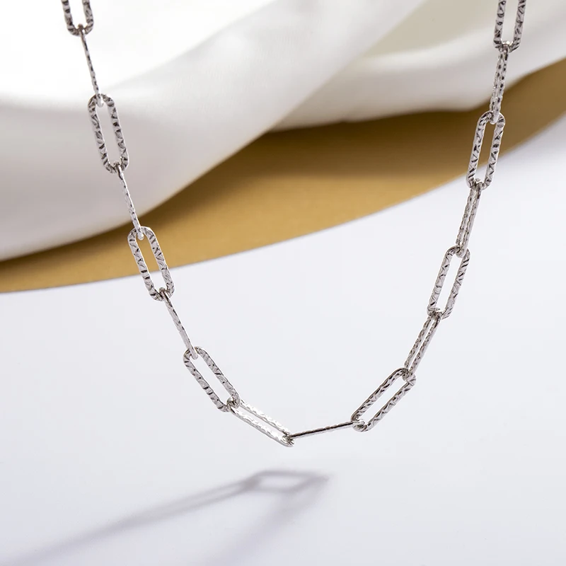 Bohemia Jewelry Silver Chain 925 Sterling Paperclip Chock Necklace