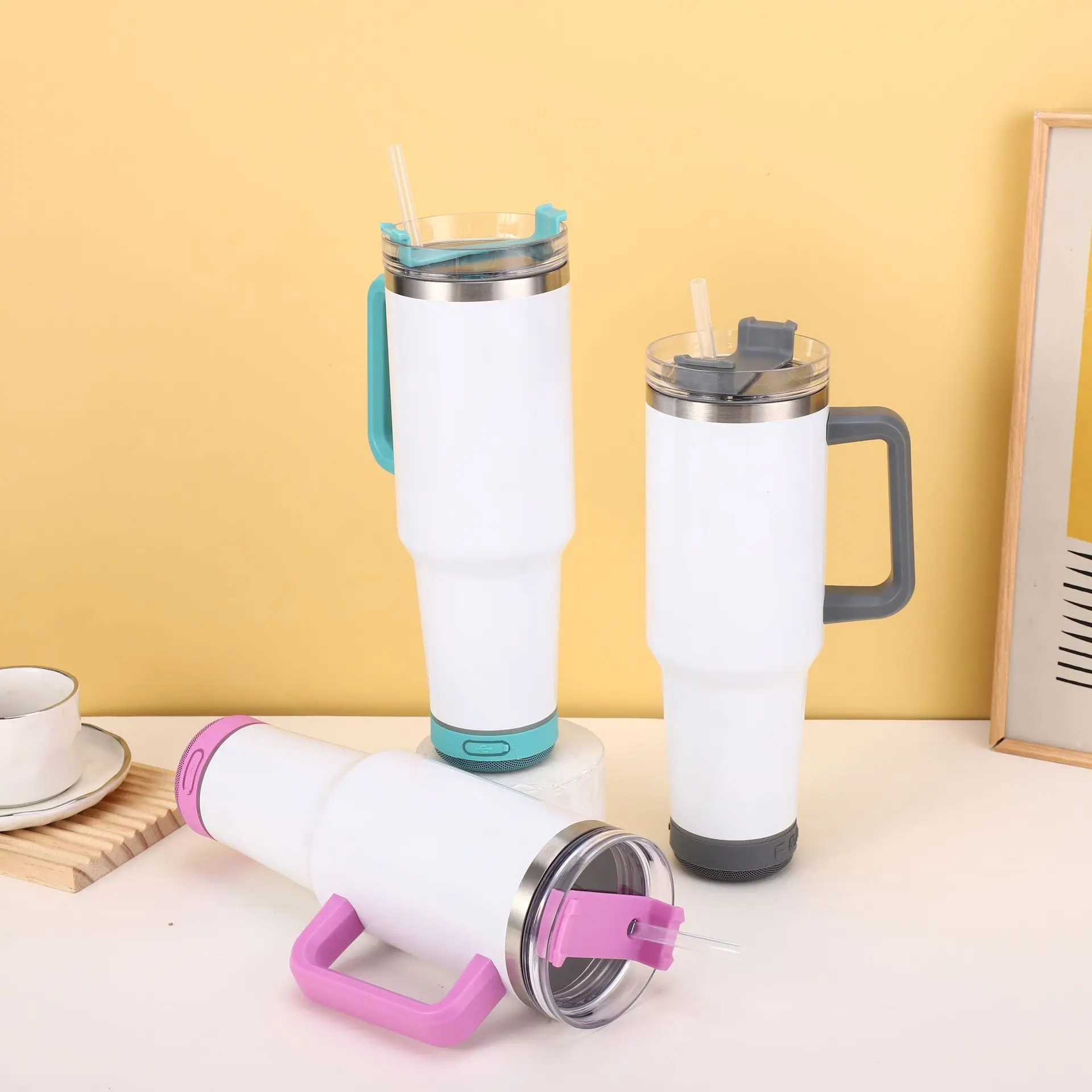 40oz stainless steel custom travel coffee mug Smart Wireless Sublimation Blanks Music Speaker Tumbler With bluetooth