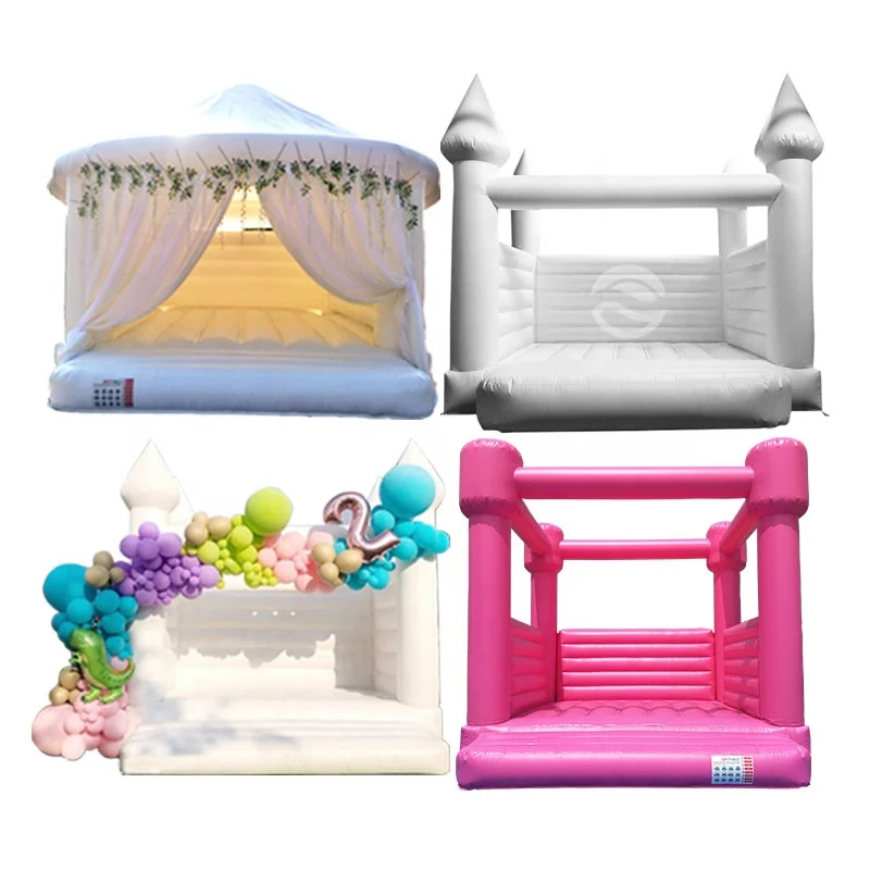 Custom Mini White Inflatable Wedding Castle Bounce House 8x8 Bouncy Jumping Bouncer With Blower For Party