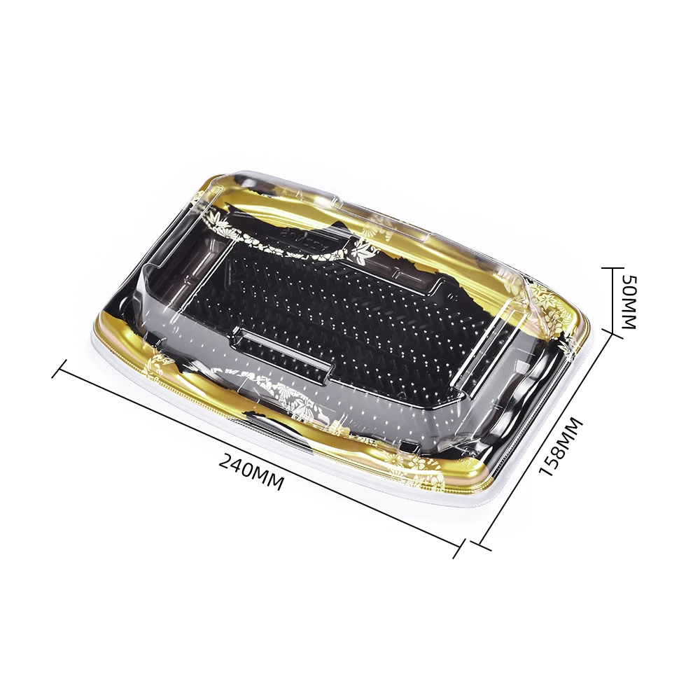 Sunzza Package Disposable Divide Plastic Food Plates Sushi Trays Container Japanese Take Out Packing Sushi Togo Box For Sushi