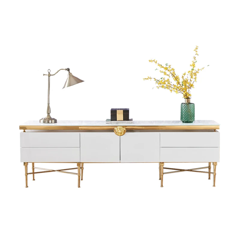 Luxury  Middle East Saudi Arabic Unique Golden stainless steel Medusas TV Stand Furniture