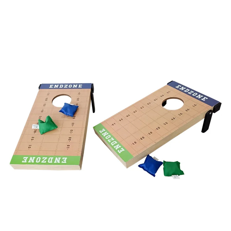 Portable Indoor or Outdoor Game 2-in-1 Wooden Cornhole Bean Bag Toss & Tic Tac Toe