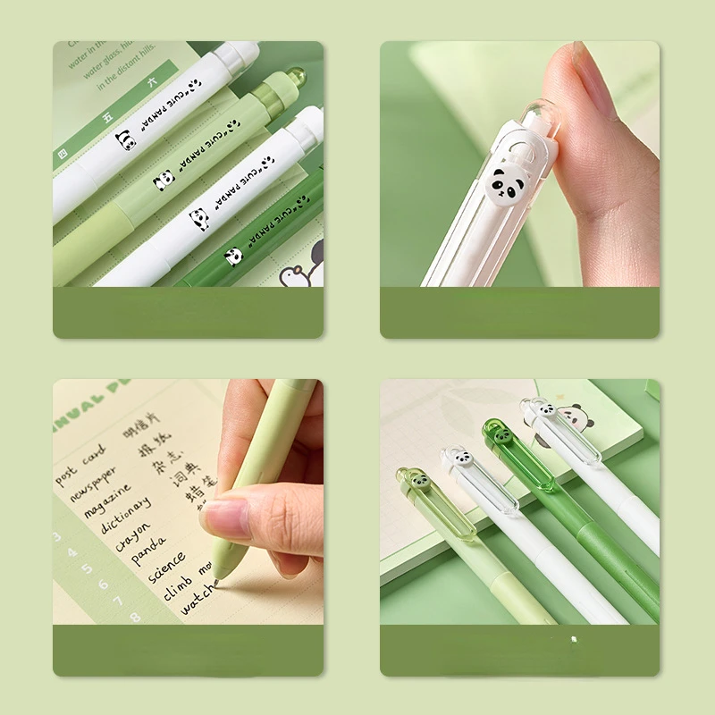 Cartoon cute Panda Neutral Pen Creative Student Signature gel Pen Set 4 Black 0.5mm