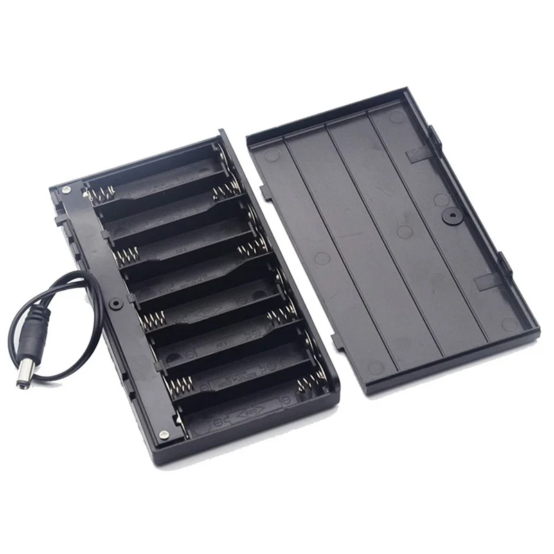 Portable Led Neon Signs Controller 8x1.5V AA Battery Holder Case Box with DC 5.5x2.1mm Male Connector ON/Off Switch