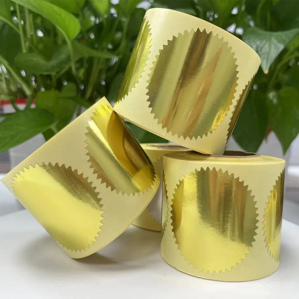 Gold Metallic Serrated Edge Sealing Stickers for Sealing Awards Embossing Certificates and Envelopes