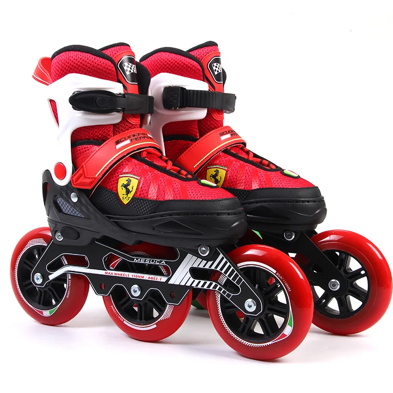 
High quality Ferrari inline skates 110MM 3 big PU wheels roller skates Adjustable size patines shoes for sale 