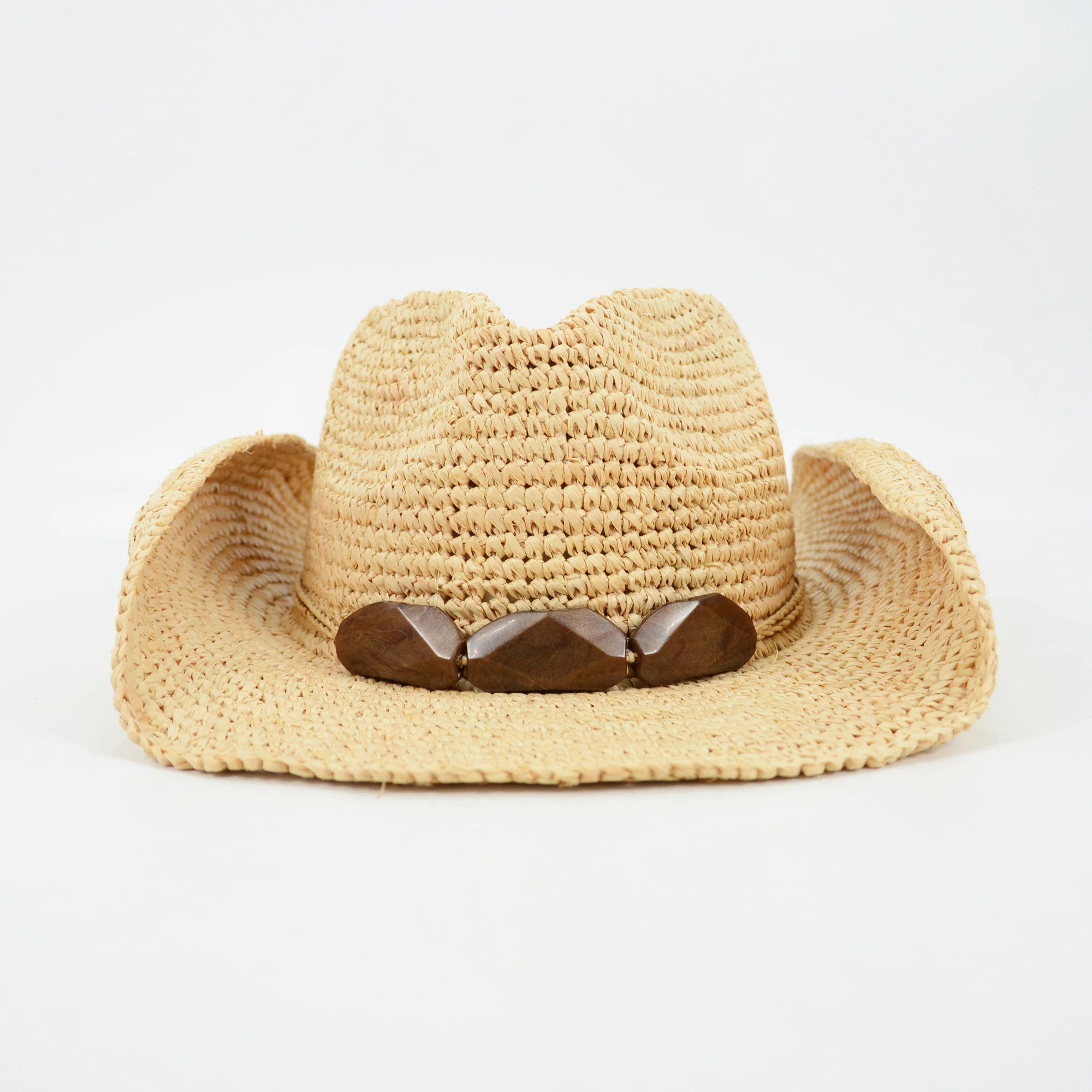 Beach Day Adult Sun Cowboy Hats Raffia Straw Western Ladies Paper Hats Stones Trimming Men Women Summer Outdoor Scenes Travel