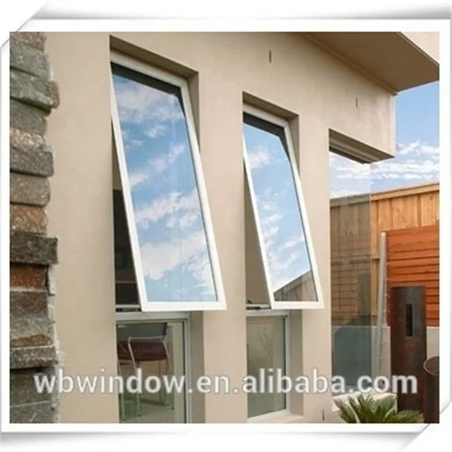 Small size PVC awning window for the toilet UPVC frosted glass top hung window
