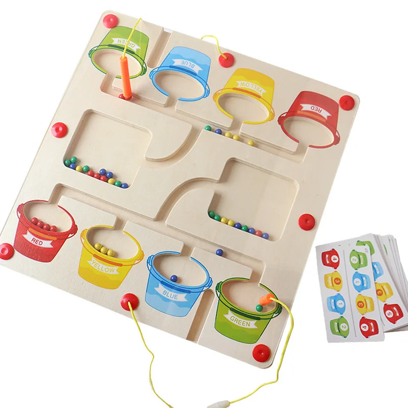 Wooden Magnetic Color Number Maze Board Two-player Battle Counting Number Matching Games